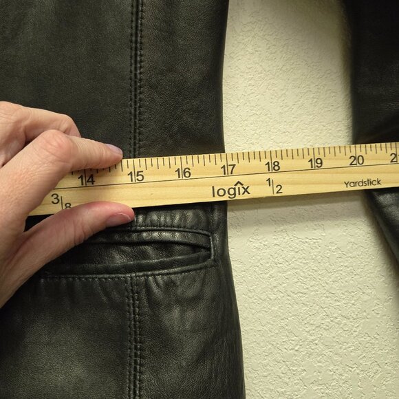 Vintage Wilsons Leather Black Cropped Blazer Jacket Soft Tailored M - Picture 12 of 16